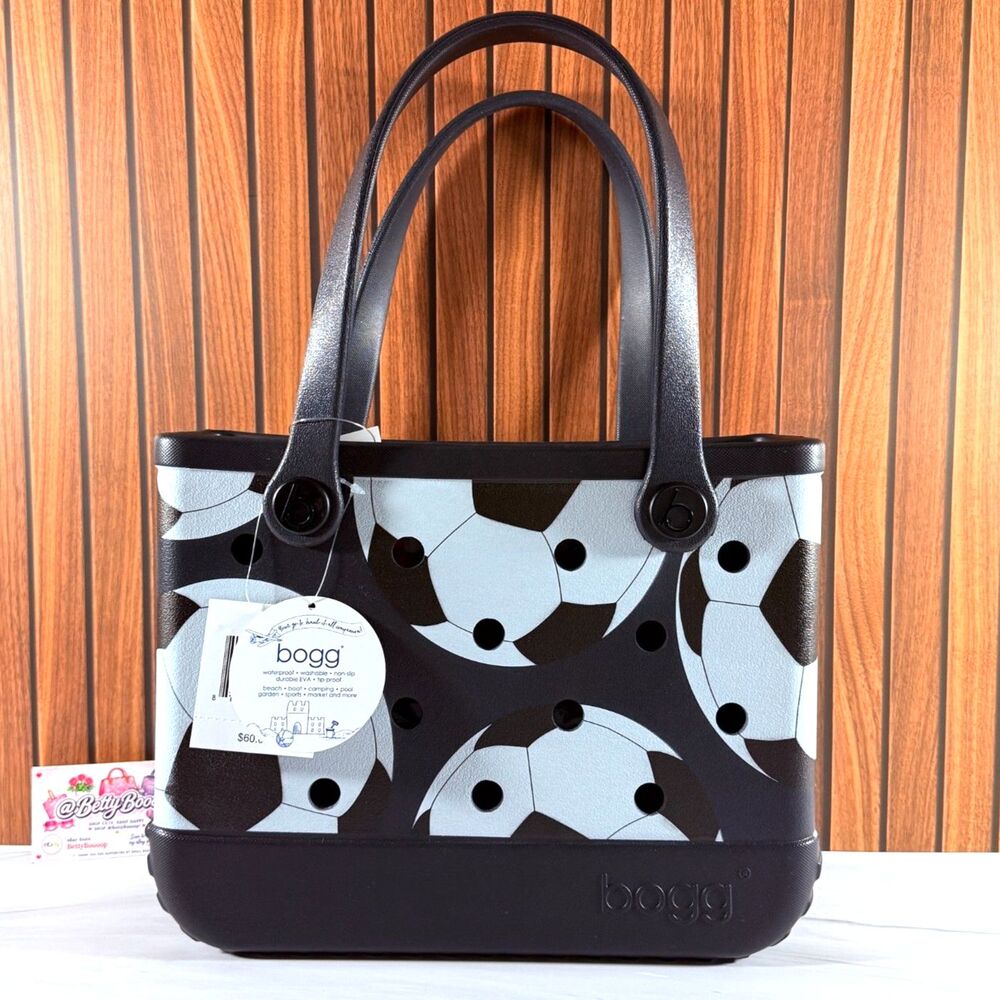 BOGG [BITTY] Bag "Let's Kick It" SOCCER Black Tote Bag NEW